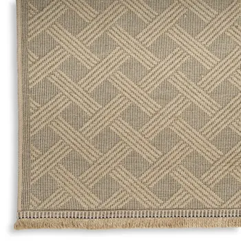 2' X 4' Natural Geometric Flatweave Non Skid Area Rug With Fringe