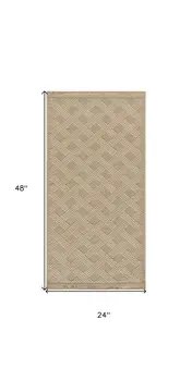 2' X 4' Natural Geometric Flatweave Non Skid Area Rug With Fringe