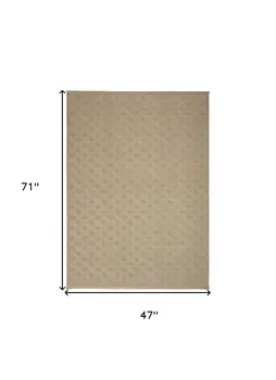 4' X 6' Natural Geometric Flatweave Non Skid Area Rug With Fringe