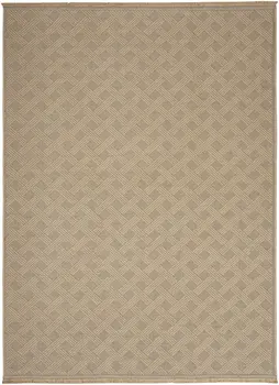4' X 6' Natural Geometric Flatweave Non Skid Area Rug With Fringe