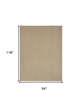 8' X 10' Natural Geometric Flatweave Non Skid Area Rug With Fringe
