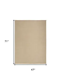 4' X 6' Natural Flatweave Non Skid Area Rug With Fringe