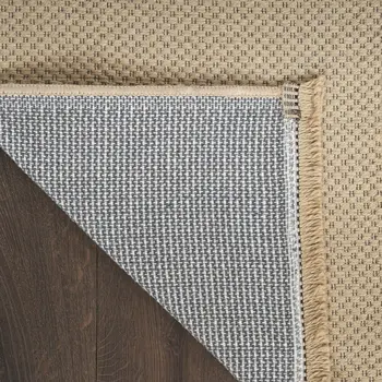4' X 6' Natural Flatweave Non Skid Area Rug With Fringe