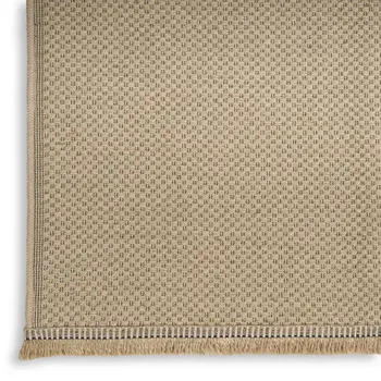 8' X 10' Natural Flatweave Non Skid Area Rug With Fringe