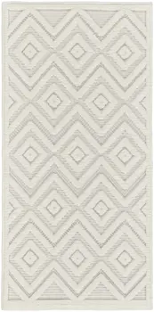 3' X 5' Ivory And White Geometric Indoor Outdoor Area Rug