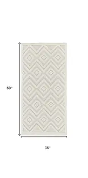 3' X 5' Ivory And White Geometric Indoor Outdoor Area Rug