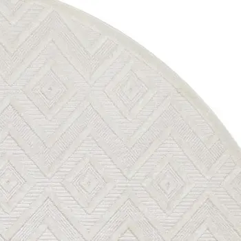 8' Ivory And White Geometric Indoor Outdoor Area Rug