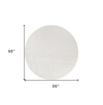 8' Ivory And White Geometric Indoor Outdoor Area Rug