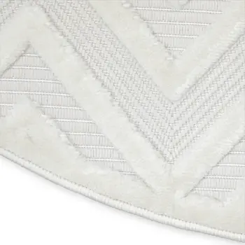 8' Ivory And White Geometric Indoor Outdoor Area Rug