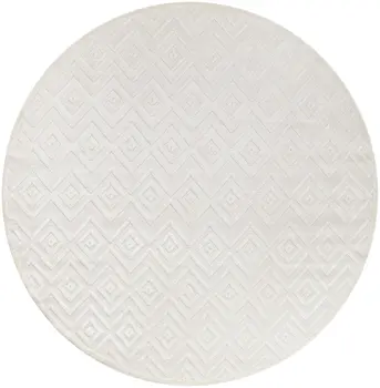 8' Ivory And White Geometric Indoor Outdoor Area Rug