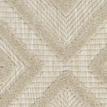 5' X 7' Cream And Beige Geometric Indoor Outdoor Area Rug