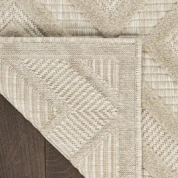 5' X 7' Cream And Beige Geometric Indoor Outdoor Area Rug