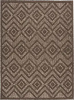 5' X 7' Dark Brown And Light Brown Geometric Indoor Outdoor Area Rug