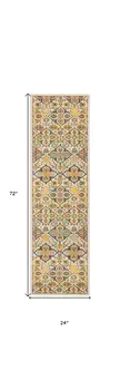 6' Ivory Floral Runner Rug