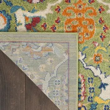 6' Sage And Ivory Floral Runner Rug