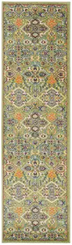 6' Sage And Ivory Floral Runner Rug