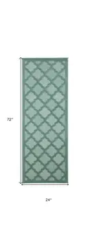 6' Aqua And Teal Blue Geometric Indoor Outdoor Area Rug