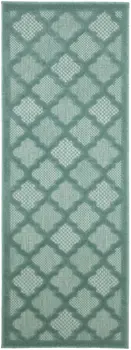 6' Aqua And Teal Blue Geometric Indoor Outdoor Area Rug