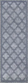 6' Denim Blue And Ivory Geometric Indoor Outdoor Area Rug