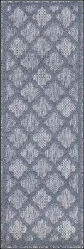6' Denim Blue And Ivory Geometric Indoor Outdoor Area Rug
