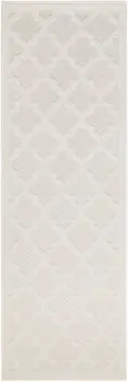 6' Ivory And White Geometric Indoor Outdoor Area Rug