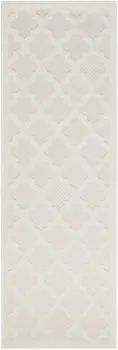 6' Ivory And White Geometric Indoor Outdoor Area Rug