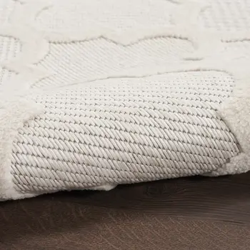 6' Ivory And White Geometric Indoor Outdoor Area Rug