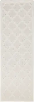 6' Ivory And White Geometric Indoor Outdoor Area Rug