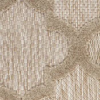 6' Natural And Beige Geometric Indoor Outdoor Area Rug
