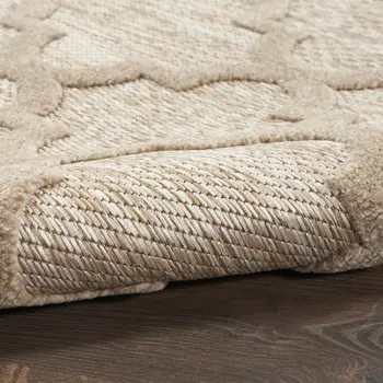 6' Natural And Beige Geometric Indoor Outdoor Area Rug