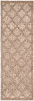 6' Natural And Beige Geometric Indoor Outdoor Area Rug