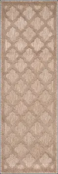 6' Natural And Beige Geometric Indoor Outdoor Area Rug