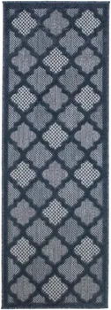6' Navy Blue And Ivory Geometric Indoor Outdoor Area Rug