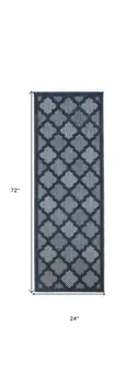 6' Navy Blue And Ivory Geometric Indoor Outdoor Area Rug