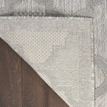 6' Silver And Gray Geometric Indoor Outdoor Area Rug