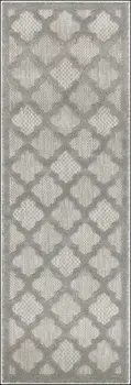 6' Silver And Gray Geometric Indoor Outdoor Area Rug