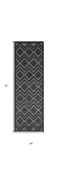 6' Charcoal And Black Geometric Indoor Outdoor Area Rug