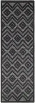 6' Charcoal And Black Geometric Indoor Outdoor Area Rug