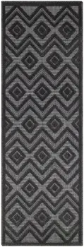 6' Charcoal And Black Geometric Indoor Outdoor Area Rug