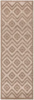 6' Natural And Ivory Geometric Indoor Outdoor Area Rug