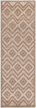 6' Natural And Ivory Geometric Indoor Outdoor Area Rug