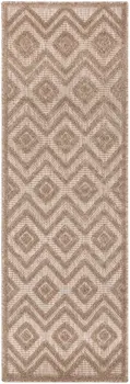 6' Natural And Ivory Geometric Indoor Outdoor Area Rug