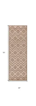 6' Natural And Ivory Geometric Indoor Outdoor Area Rug