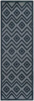 6' Navy Blue And Ivory Geometric Indoor Outdoor Area Rug