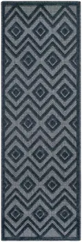 6' Navy Blue And Ivory Geometric Indoor Outdoor Area Rug