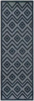 6' Navy Blue And Ivory Geometric Indoor Outdoor Area Rug