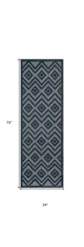 6' Navy Blue And Ivory Geometric Indoor Outdoor Area Rug