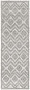 6' Silver And Gray Geometric Indoor Outdoor Area Rug
