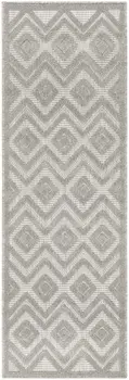 6' Silver And Gray Geometric Indoor Outdoor Area Rug