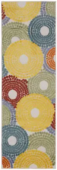 6' Blue Yellow Blue Red And Green Medallion Indoor Outdoor Area Rug